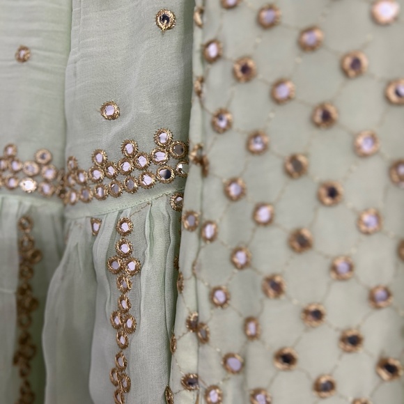 Pistachio Green Gharara - Sharara Punjabi Suit - Indian dress EXTRA SMALL - Picture 5 of 5